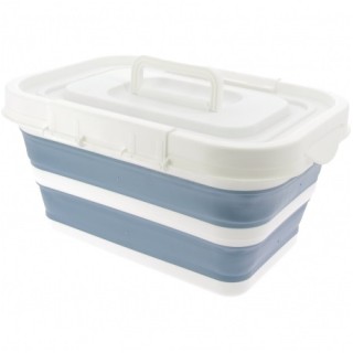 1 - Cesta de armazenamento dobrável retrátil com tampa para cozinha camping campista